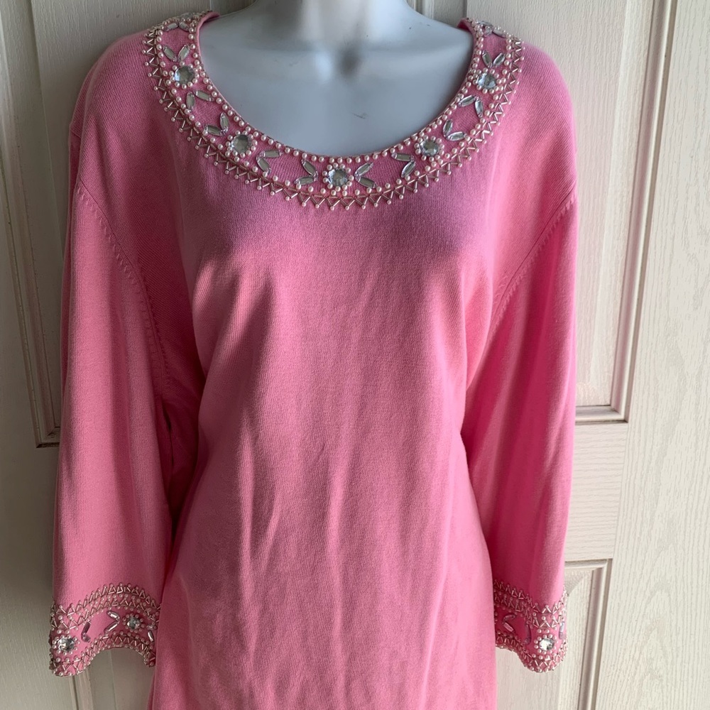 Bob Mackie Pink Studded Blouse